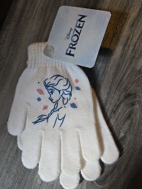 Disney Frozen White Gloves with Blue and Pink Elsa Sketch